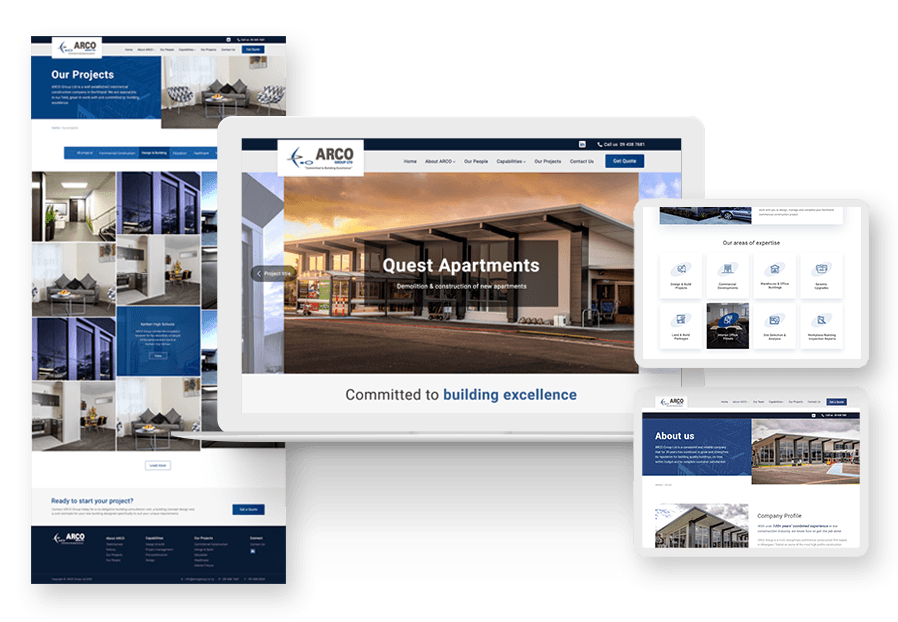 Vardecudena created the website for construction company ARCO to present their services